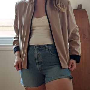 Beige and black bomber blazer